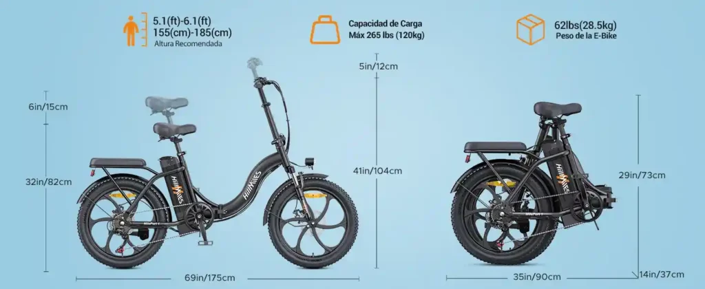 HillMiles MilePort Bicicleta Eléctrica Plegable espeficicaciones